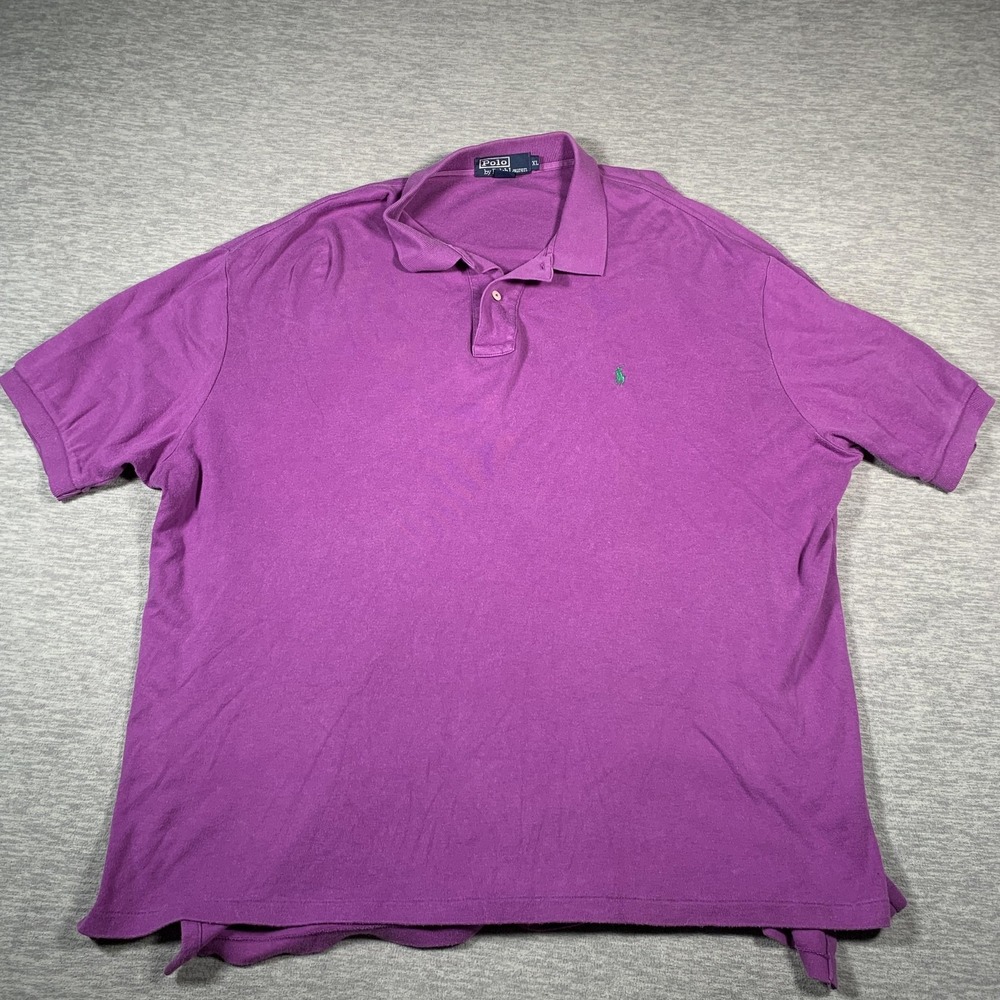 Ralph Lauren Polo Shirt Mens XL Purple Green Pony Logo 100% Cotton Made USA‎